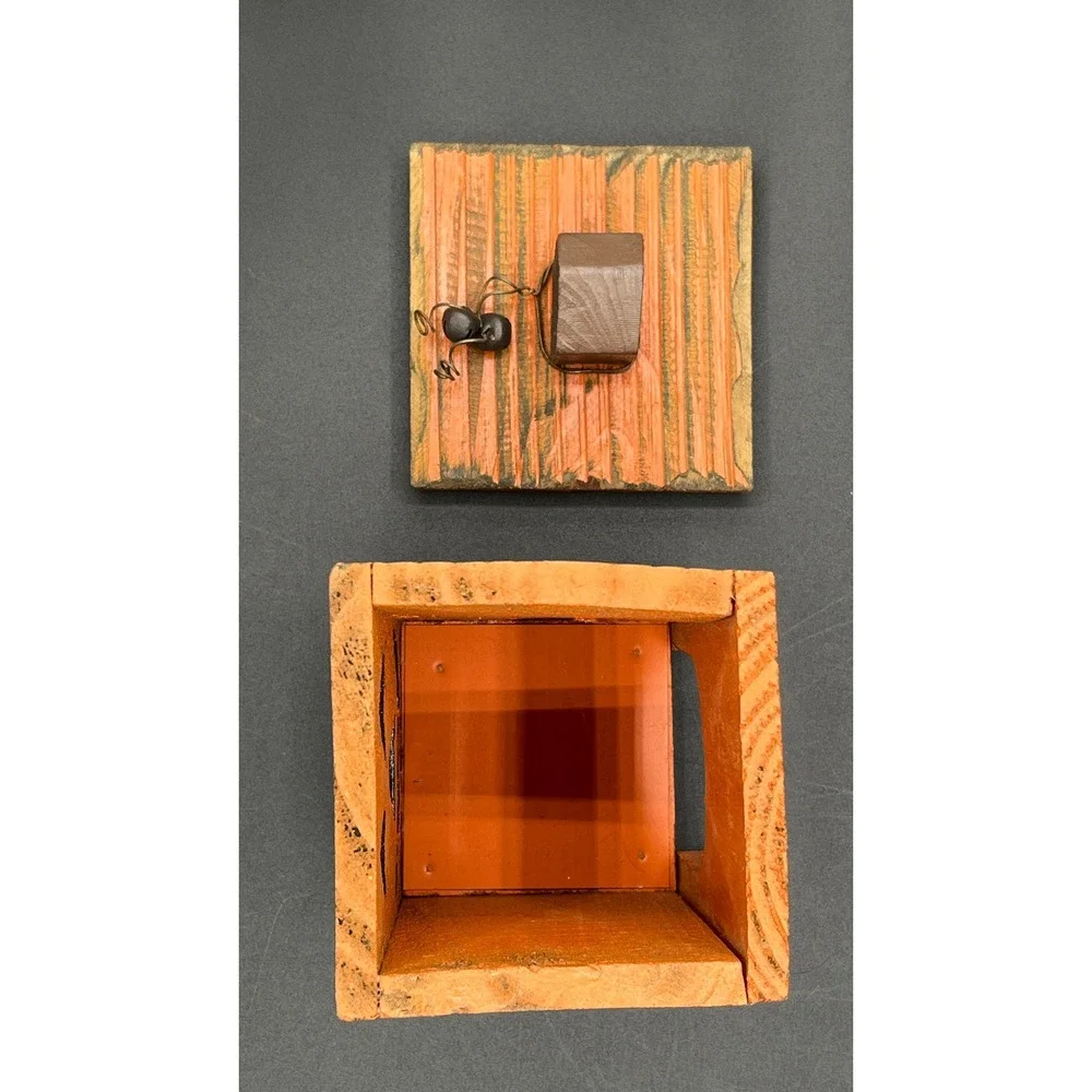 Square Wood Pumpkin Votive Holder 7.5
